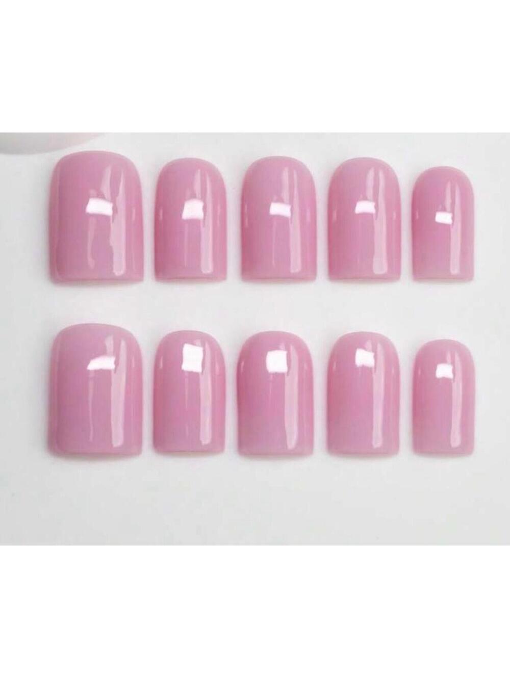 Extra Short square Press on nails solid color handmade custom